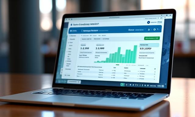 Modern software interface on a laptop.